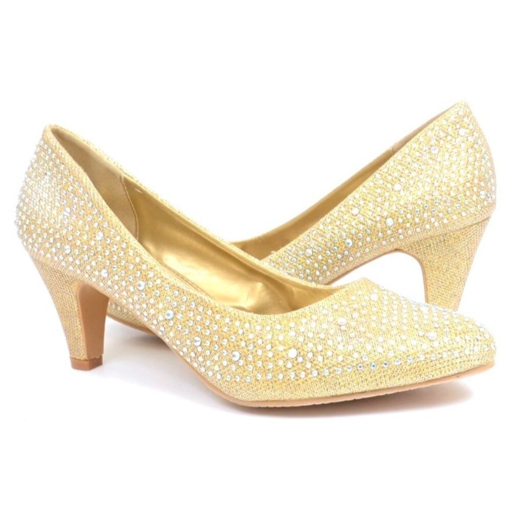 Women's Size 10 Jeweled Glitter Beaded Formal Party Bridal Low Heel Classic Pump